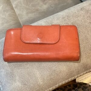 Hobo International vintage bifold magnetic close wallet with coin purse orange